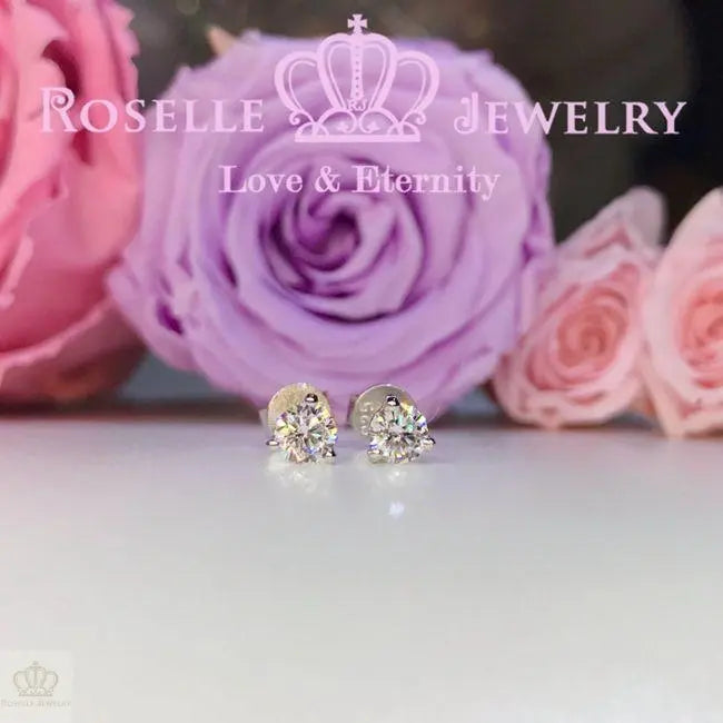 Three Prong Stud Earrings - R30 - Roselle Jewelry